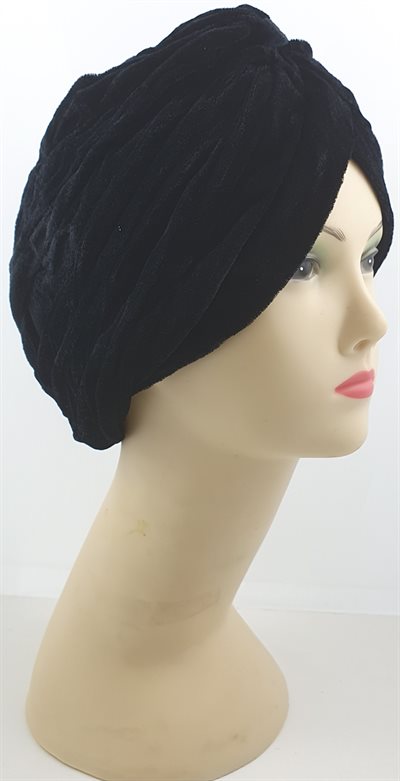 Indian Turban, Hats, Caps, Velvet For Ladies Black - Sort.