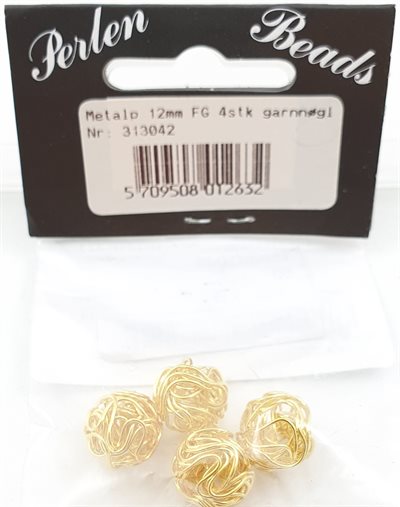 Beads - Perler - Metal perler 12 mm FG4 stk. Garnnøgl