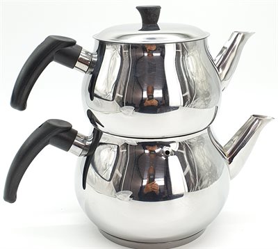 Aytac Aile Boy Stor Te Kedel 2 etager. LargeTea kettle doubled. Stainless steel.