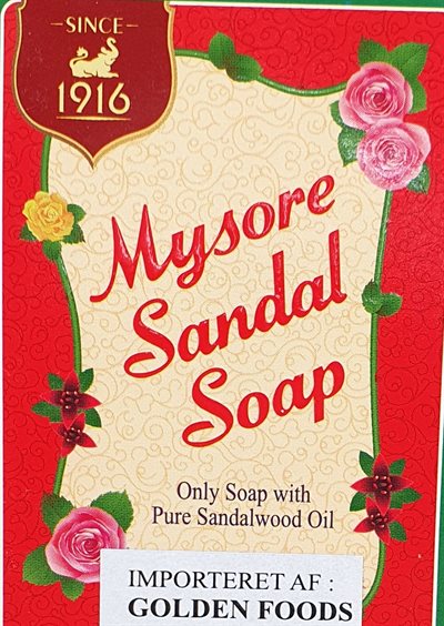 Mysore sandal Soap with Pure sandalwoodoil sæbe 75 gr. (UDSOLGT).