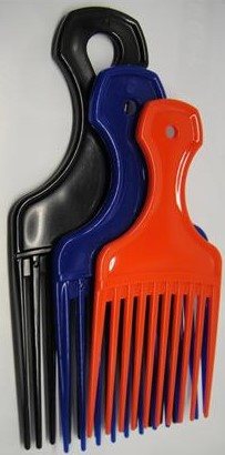 Afro comb 3 pcs. plastic peak  assorted. (UDSOLGT)