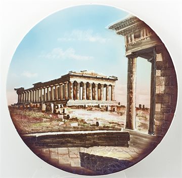 Parthenon - Acropolice of Athen. Plate. 30 cm i Diameter Porcelæn plade.