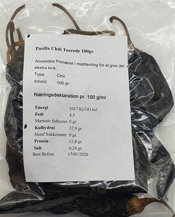 CHILI TØRREDE PASILLA 100 g