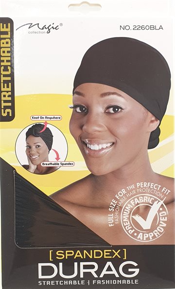 Durag Stretchable - Long Tail Cap Black