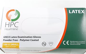Handske - Gloves - GN 33 Latex Examination Gloves. 100 X Small.