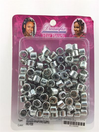 Perler - Hair beads snap on (clips) silver 1 pack (100 Pcs). (UDSOLGT)