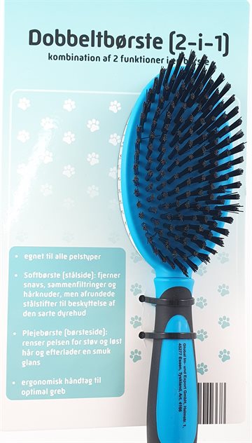 Double Hair Brush - DobeltBørste (2 in 1) Blå farve.