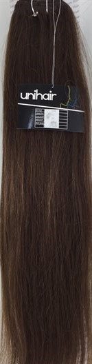 Silky straight Human hair with 18 psc.clips in Extention 100gr. colour 4 (Dark Brown) 20" (50 Cm)