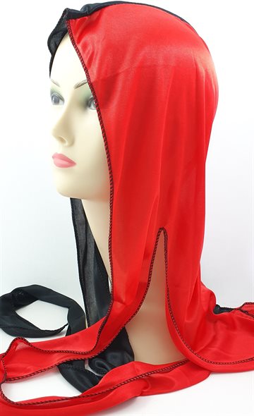 Durag Ext Long Tail Cap Black & Red.