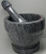 Marmor sten Morte - Mortar & Pastle. Høj 23cm. X 12cm i diameter